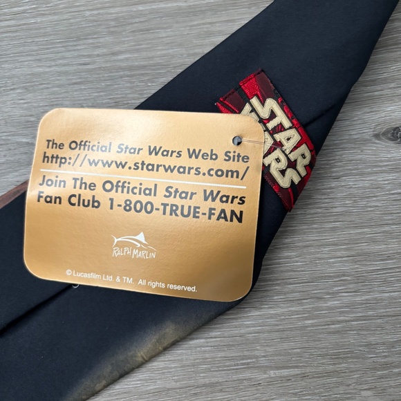 VINTAGE Star Wars Mens Neck Tie  Black Obi Wan Kenobi Ralph Marlin Phantom NWT - Picture 9 of 10